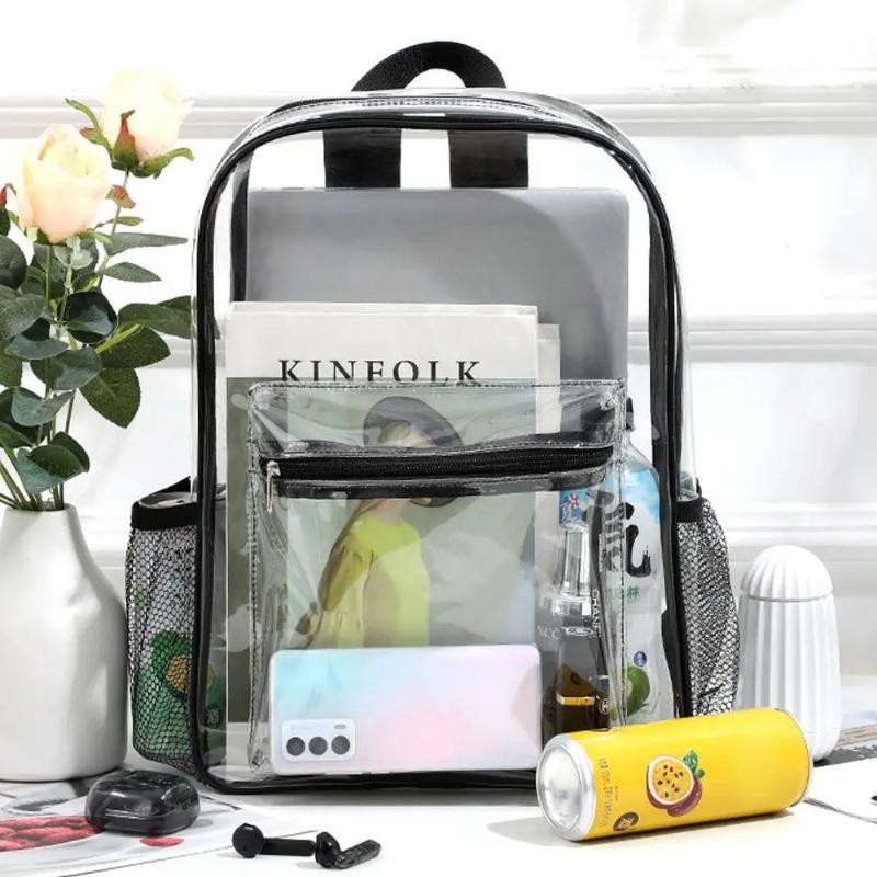 Canvas Backpack Casual - Vly/PVC アウトドアスポーツフィットネスナップサック カジュアルトラベル 透明バックパック 大容量 防水