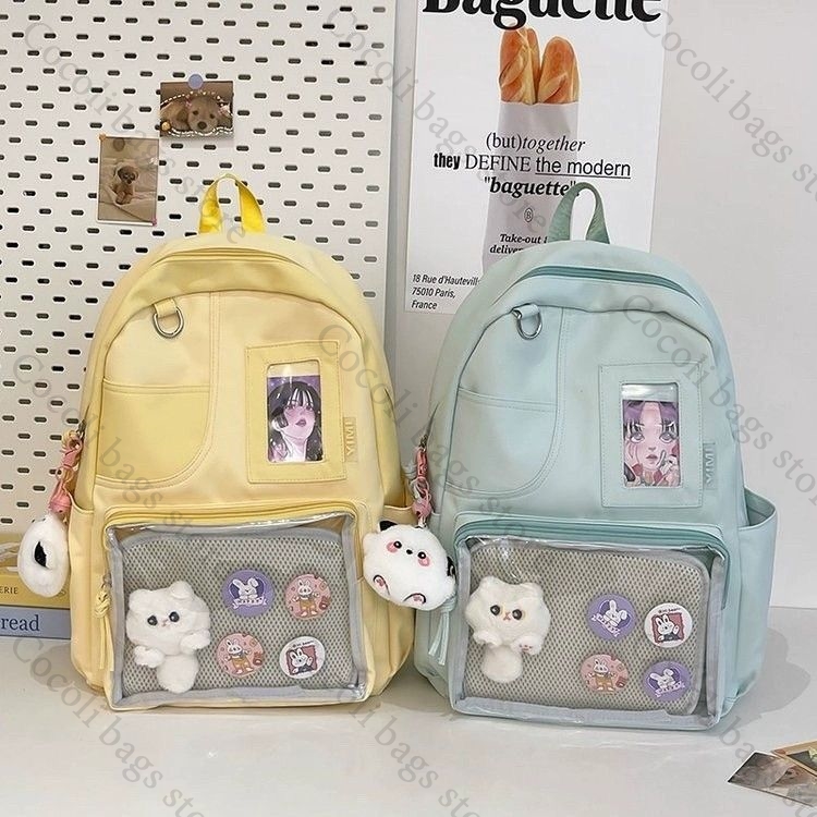 Canvas Backpack Casual - ソリッドカラー キャンディーカラー バックパック イタバッグ イタバッグ バックパック