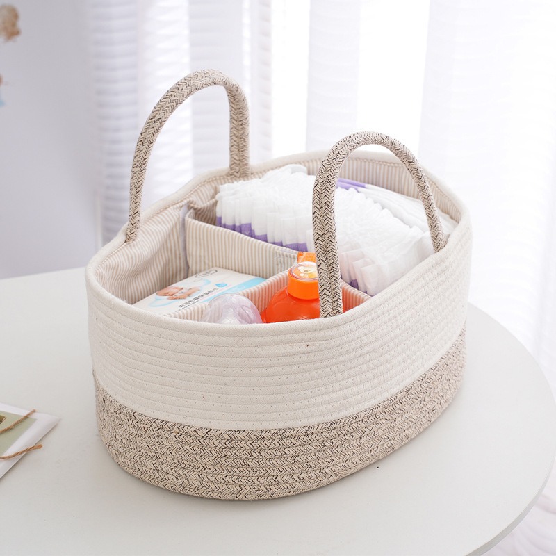Backpack Diaper Bag - 折りたたみ式おむつキャディー整理用コットンロープおむつバッグポータブルママバッグベビーおむつ哺乳瓶おもちゃ収納バスケット