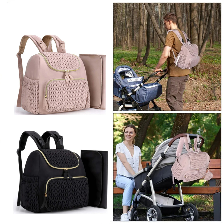 大容量マタニティおむつバッグバックパックニット柄ベビーおむつ - Backpack Diaper Bag のレビューと価格