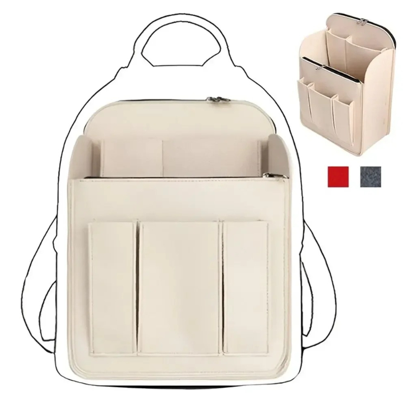 メイクアップオーガナイザーフェルトインサートバッグインテリア - Backpack Insert Organizer のレビューと価格