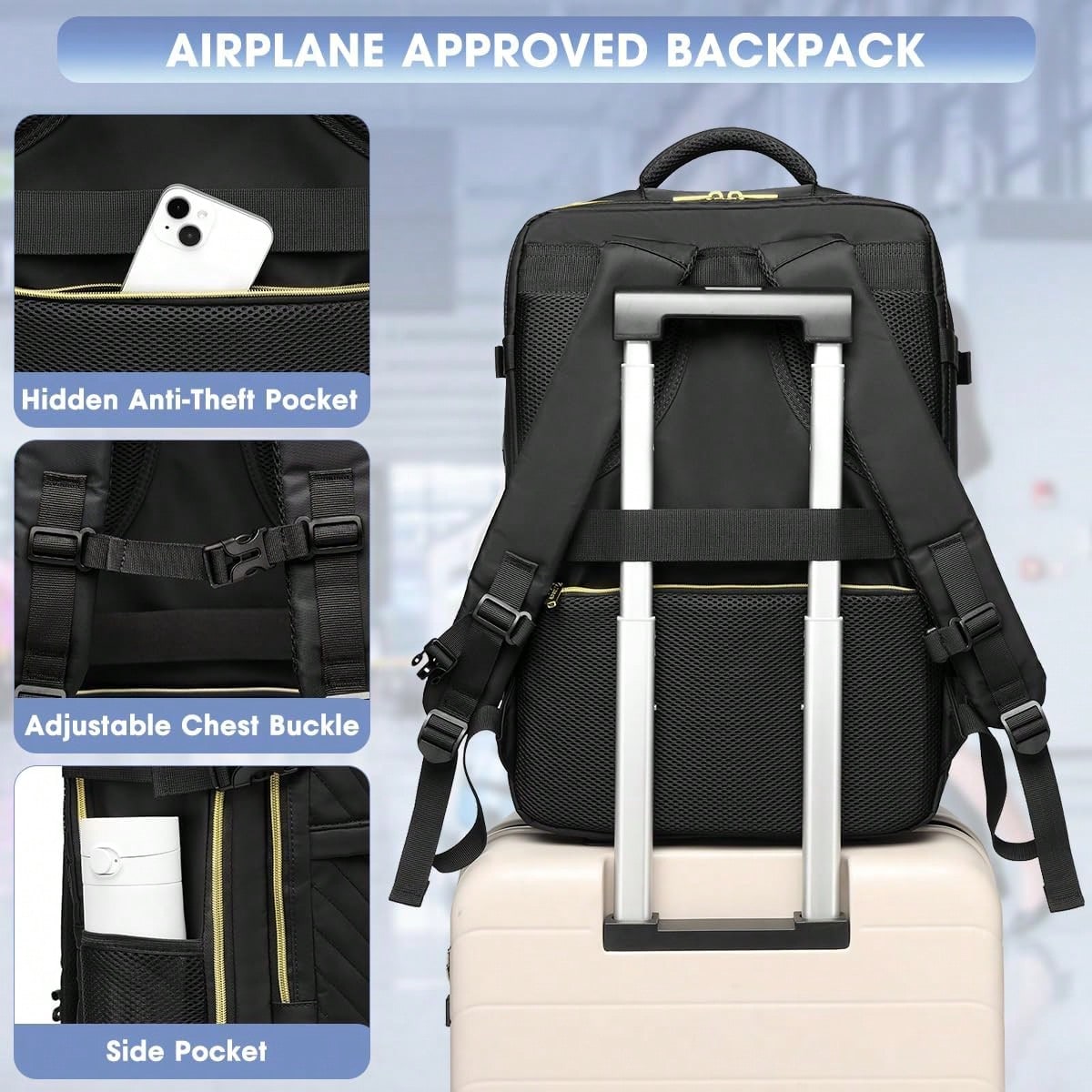 大型機内持ち込みトラベルバックパック - 機内持ち込み可能  - Travel Backpack Anti Theft のレビューと価格