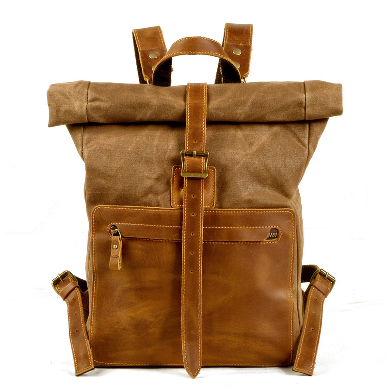 新しいモデルのシンプルでレトロなワックスキャンバスバックパッ - Canvas Backpack Casual のレビューと価格