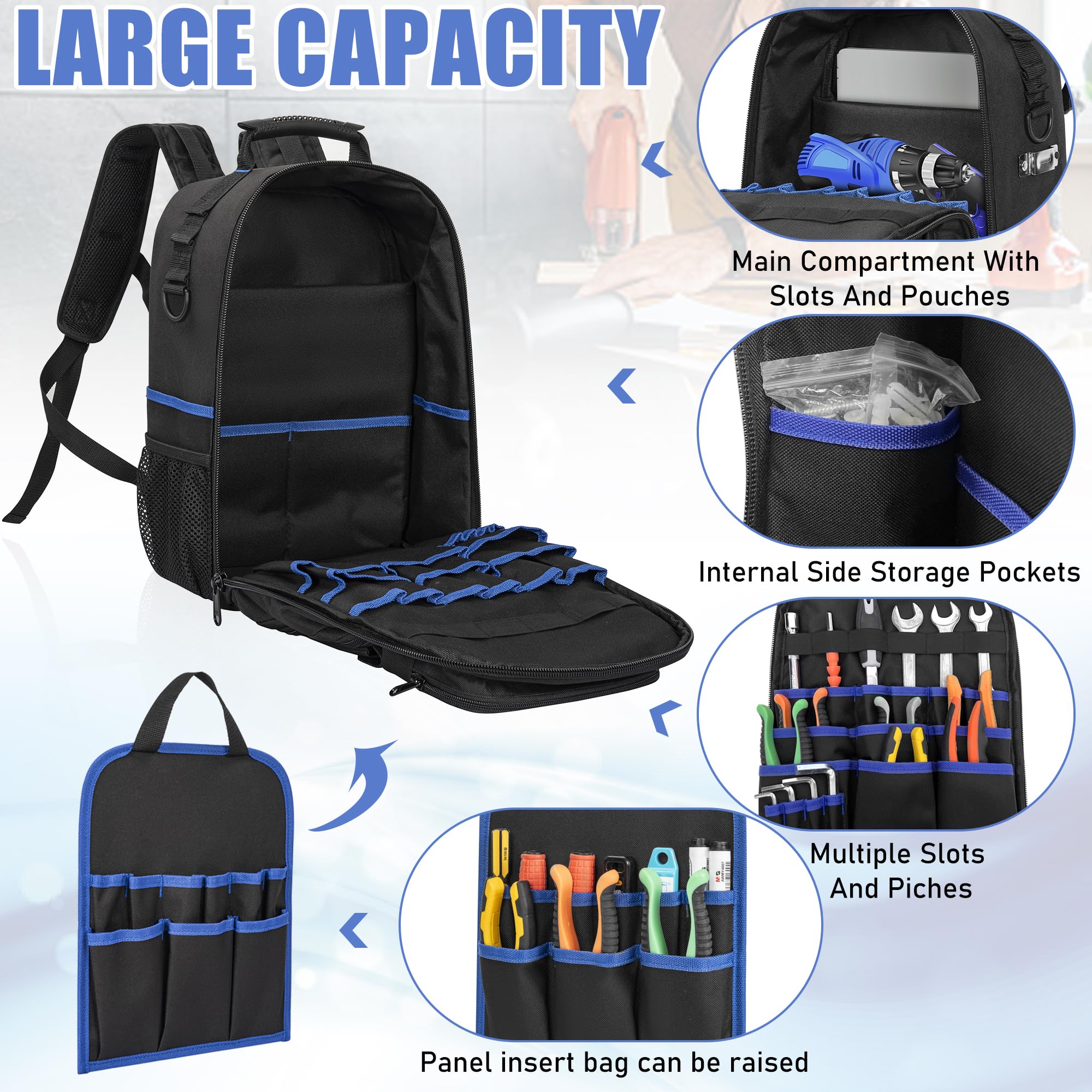 高耐久性ジッパー付きツールバックパック。プレミアムYKKジッ - Backpack Insert Organizer のレビューと価格