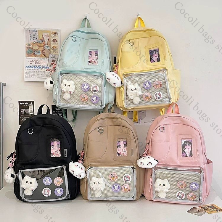 ソリッドカラー キャンディーカラー バックパック イタバッグ - Canvas Backpack Casual のレビューと価格