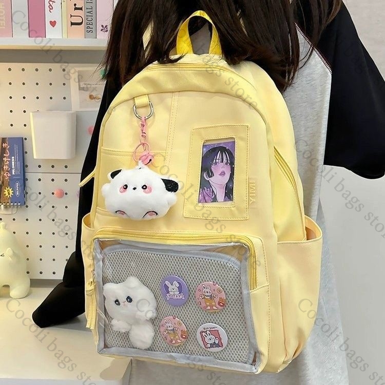 ソリッドカラー キャンディーカラー バックパック イタバッグ - Canvas Backpack Casual のレビューと価格