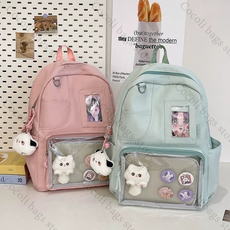 ソリッドカラー キャンディーカラー バックパック イタバッグ - Canvas Backpack Casual のレビューと価格
